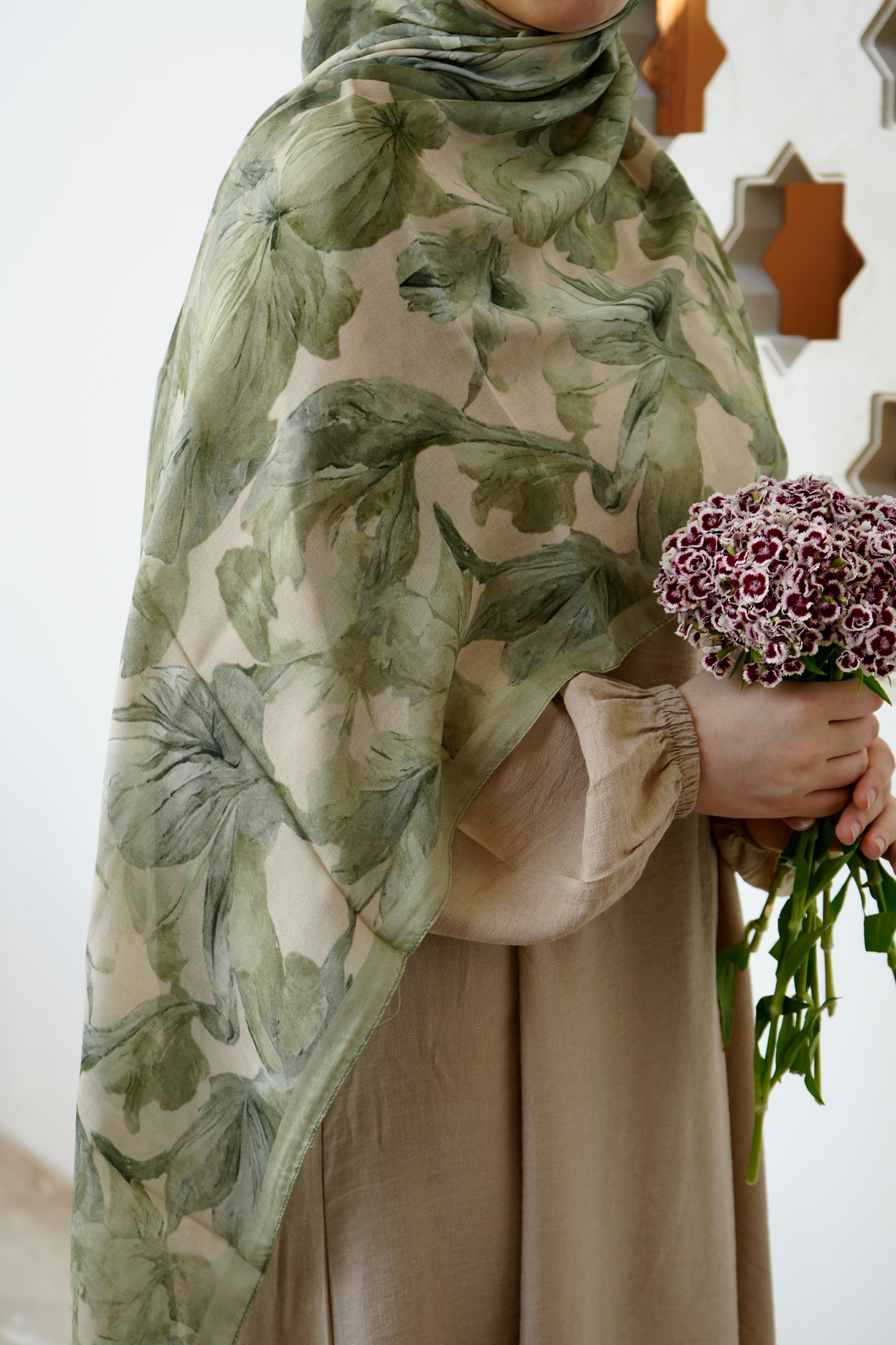 Printed Viscose Hijab Softgrün