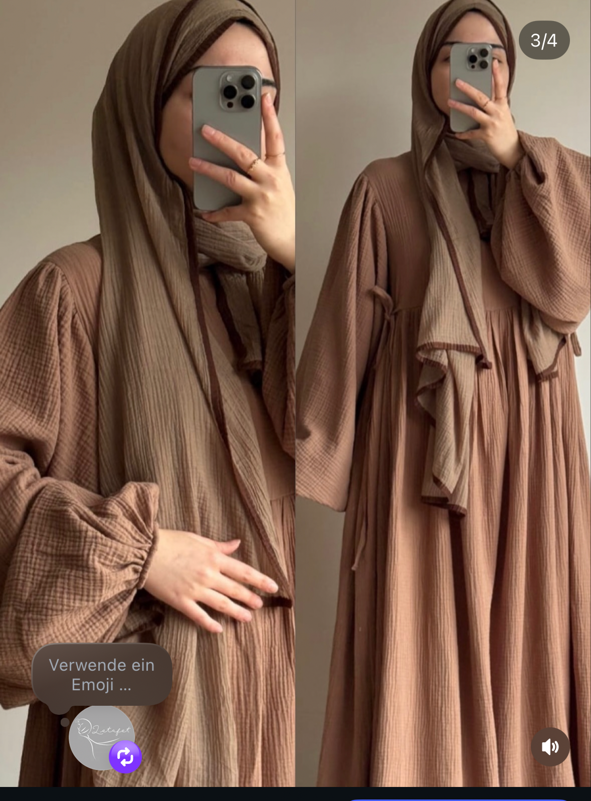 Muselin Kleid Mokka