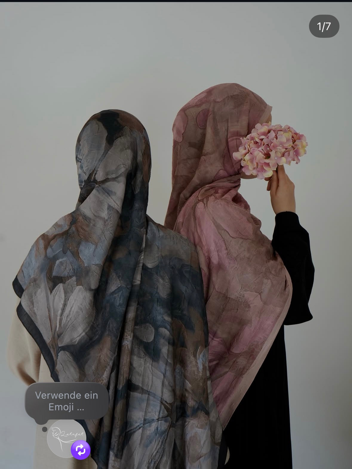 Baumwollhijab Blaugrau